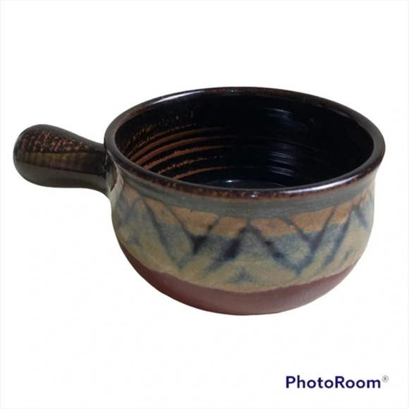 Blue Spruce Pottery Handled Bowl - Picture 2 of 6